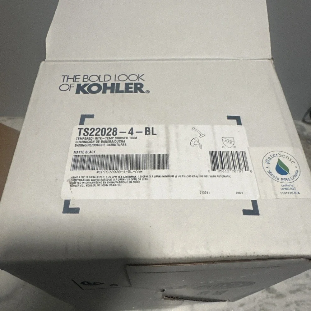 New Genuine Kohler K-TS22028-4-BL Tempered Shower Set With Trim- Matte Black